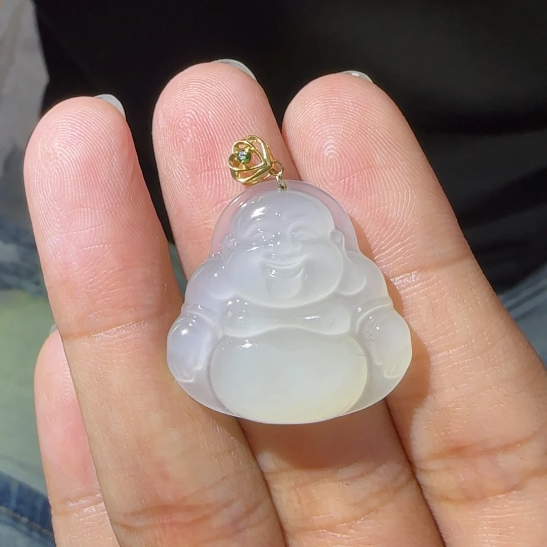 和田玉18K金镶嵌颈饰