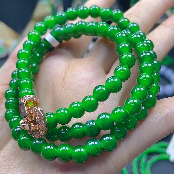 翡翠未镶嵌颈饰天然A货翡翠高冰阳绿7