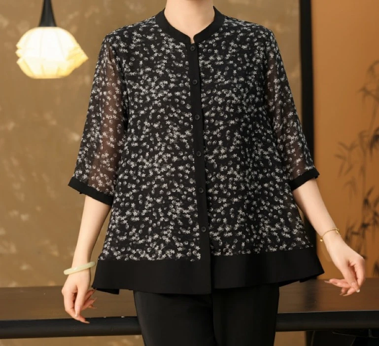 【奥兰多多&杨子家轻奢定制】拼色碎花上衣131