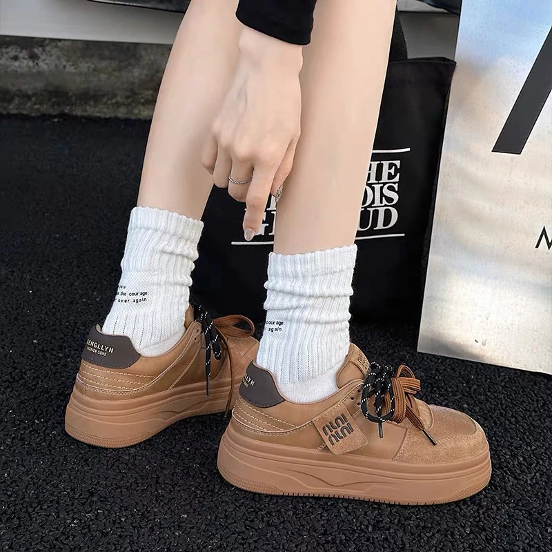 厚底增高休闲板鞋女韩版时尚复古百搭德训鞋