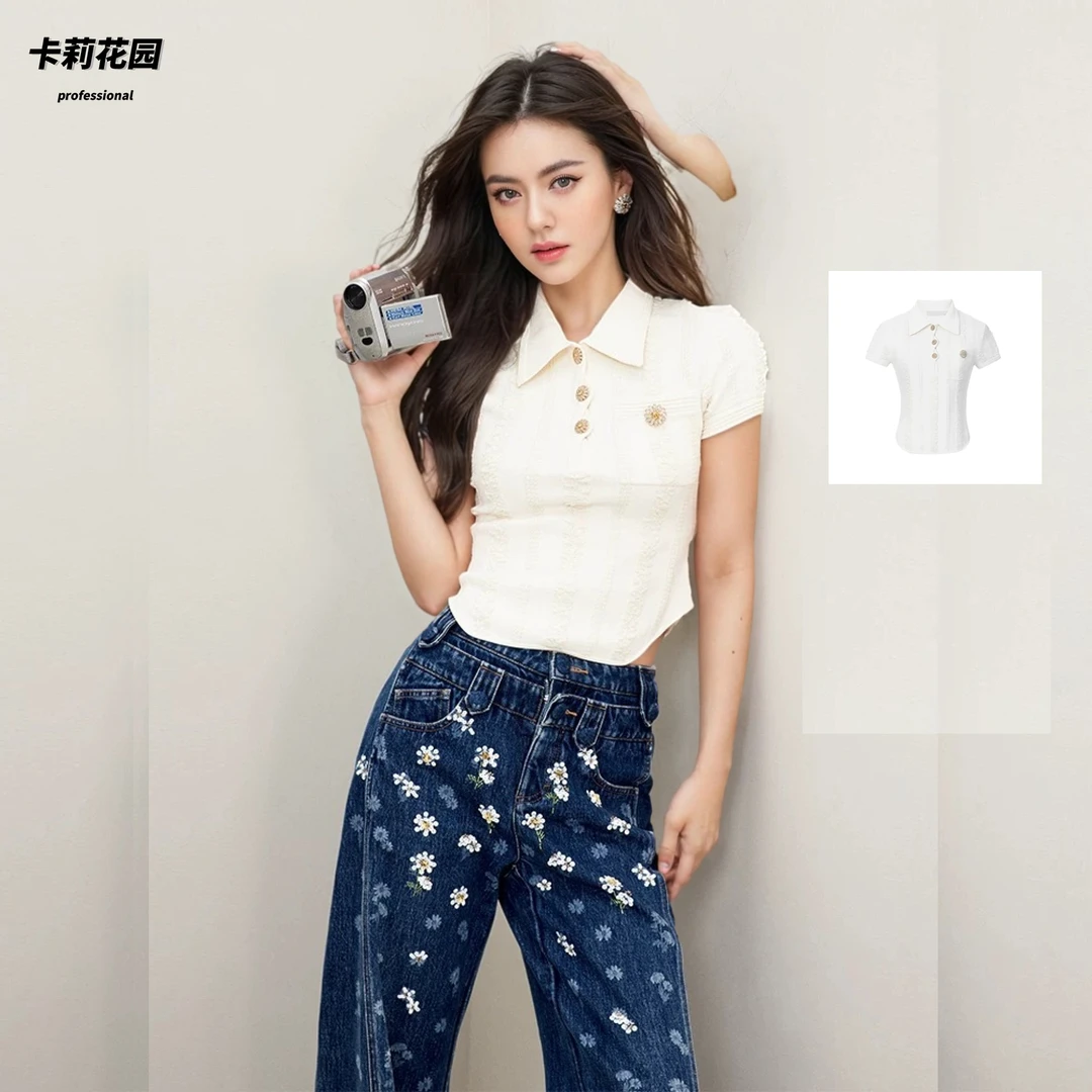 【CG】春季新款原味高定NO退NO换复古小雏菊针织衫