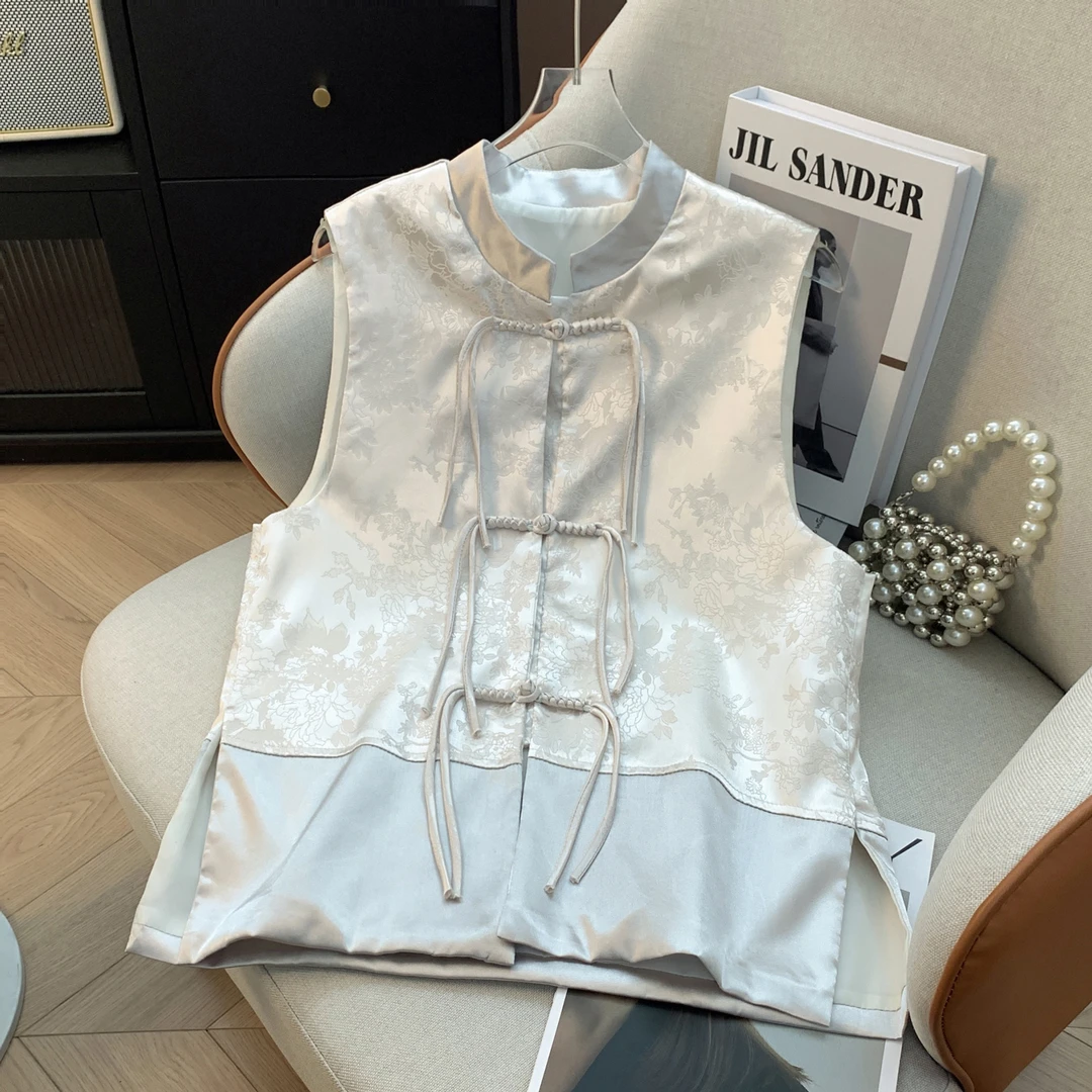 新中式国风马甲女立领夏季宽松文艺中国风无袖网红马甲女士百搭