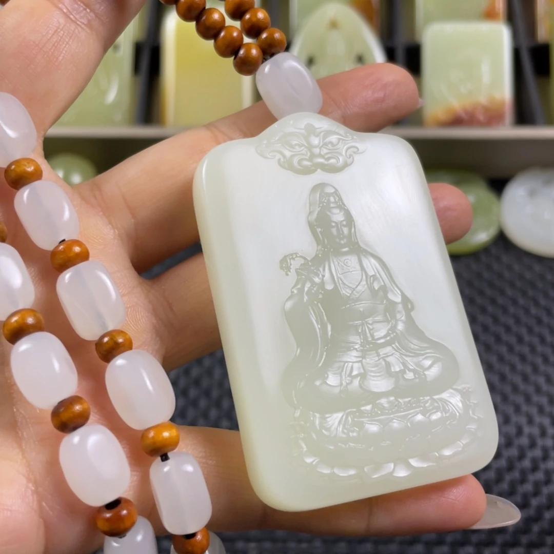 石材观音挂件一物一拍