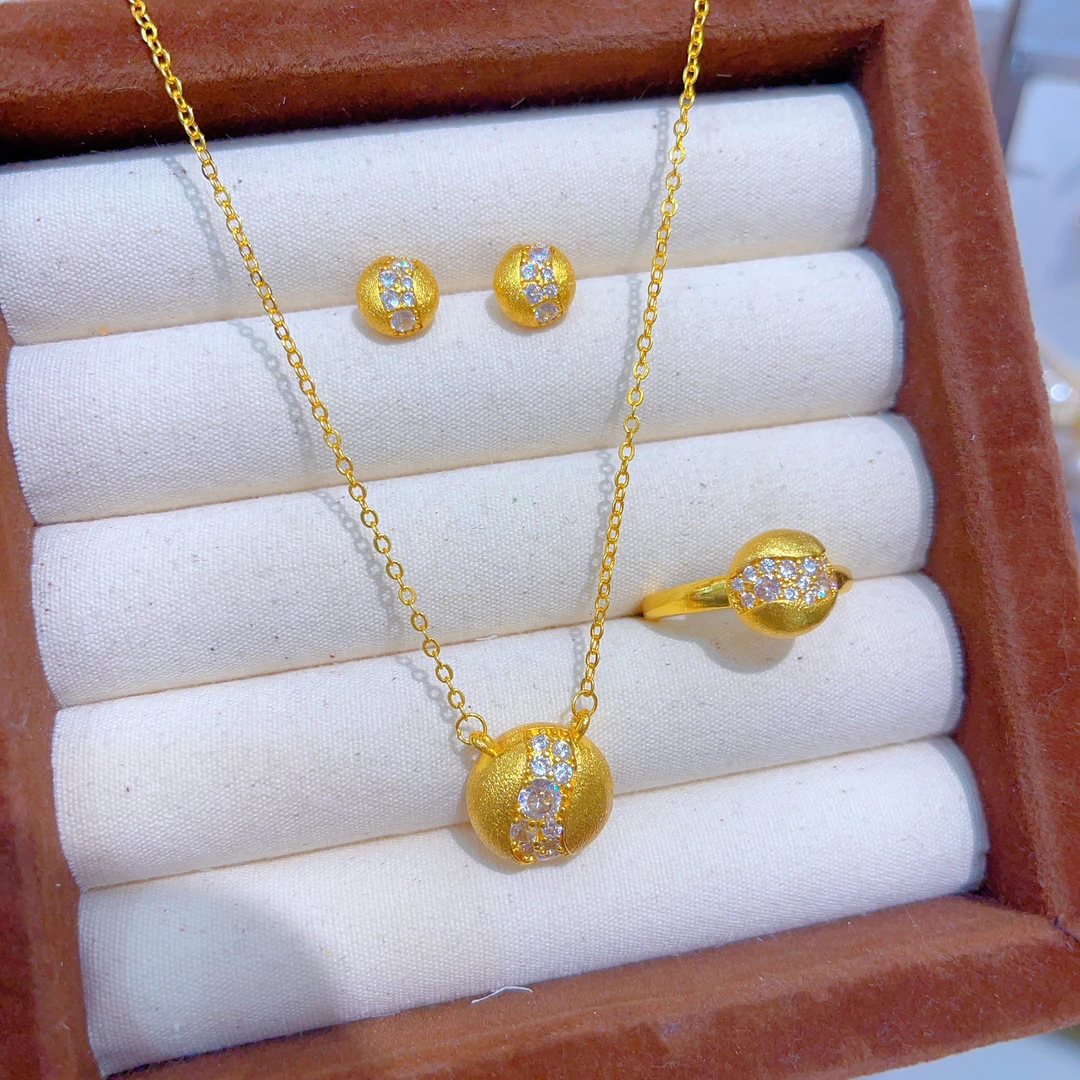 铜合金项链 1950新款三件套首饰爆款白搭时尚金色铜合金