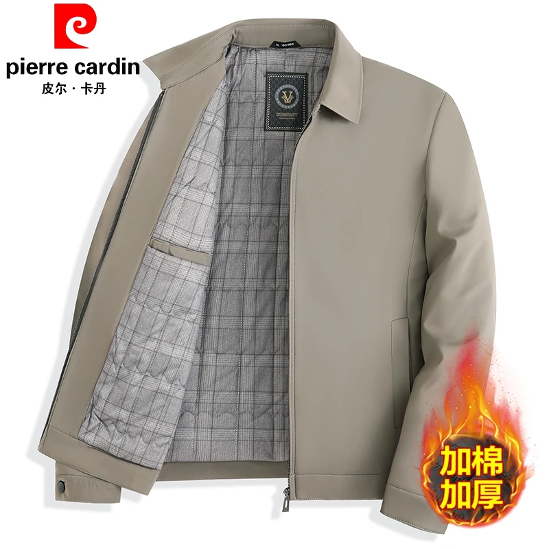皮尔卡丹夹克中老年夹克爸爸装上衣加棉商务休闲外套加棉加厚夹克