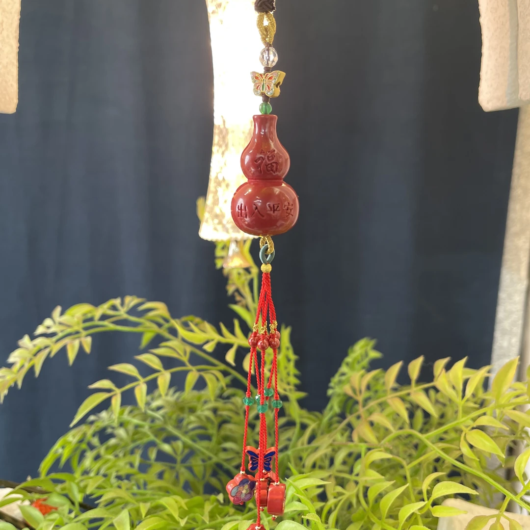 含辰砂工艺品纯手工制作辰砂葫芦车挂