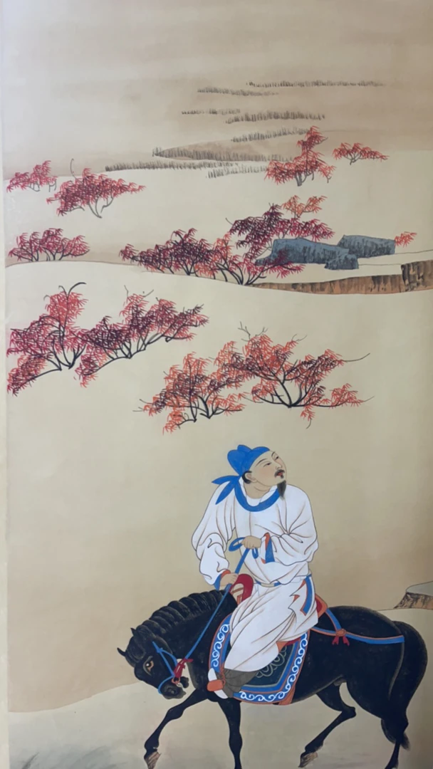 四尺竖幅人物骑马卷轴1