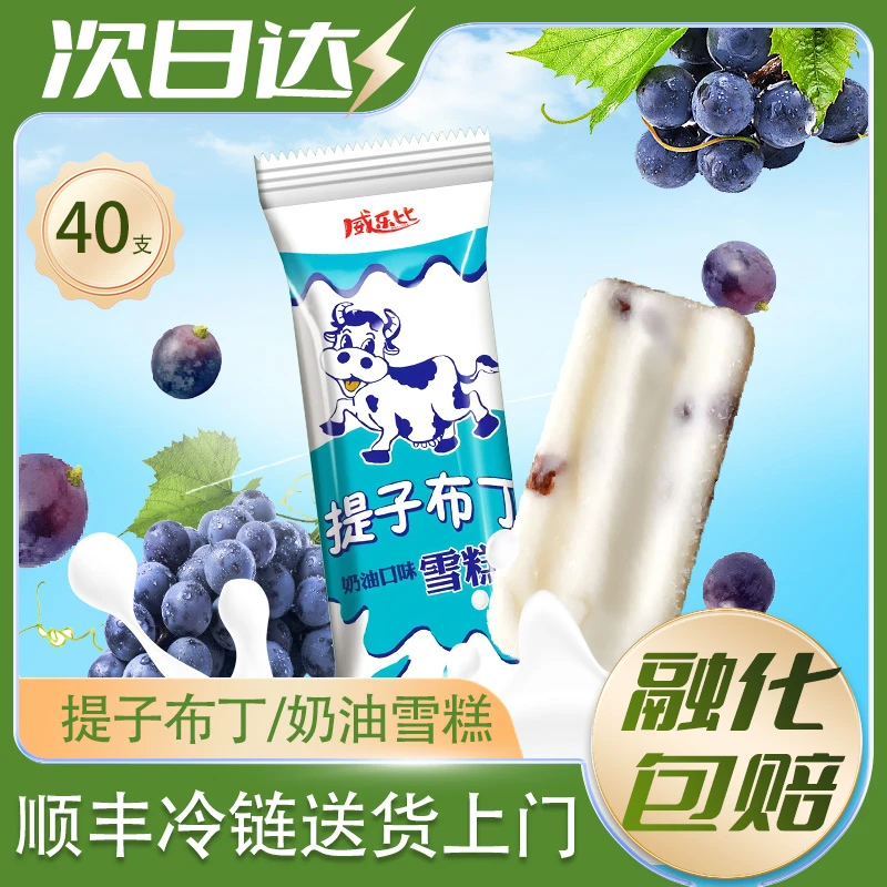 【顺丰次日达】龙旺威乐比 奶油雪糕（提子布丁）40g*40支雪糕同城送