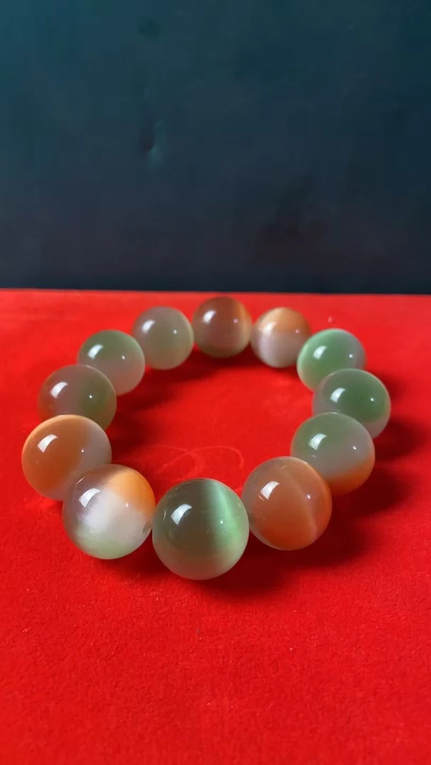 七彩猫眼卡18手串多样色彩天然猫眼精美珠串