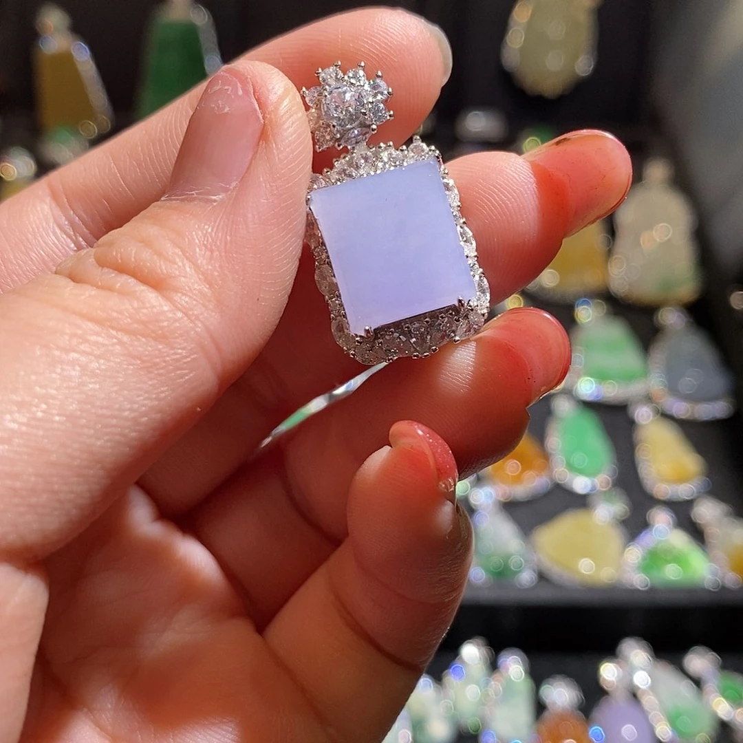 颈饰银S925镶嵌翡翠天然翡翠