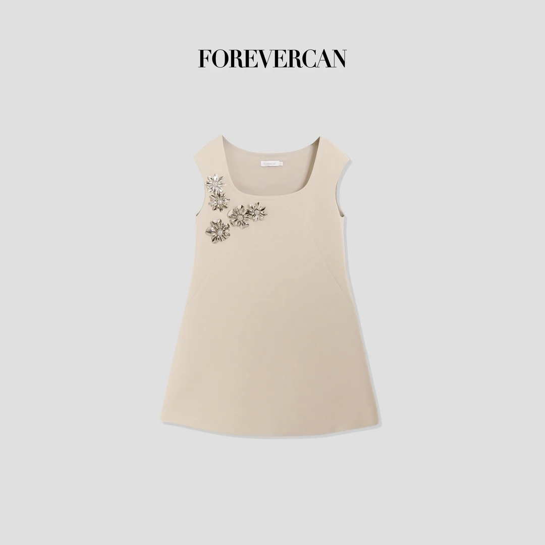 FOREVERCAN“比弗利山庄”客订可拆卸花朵无袖连衣裙 SD21729