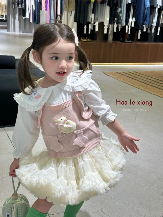【BaoBao】秋款女童可爱鸭子衬衣两件套52802
