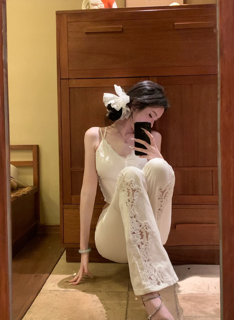 【雅乔定制】百搭白色蕾丝花边美背吊带上衣内搭背心DYJJ-25040894