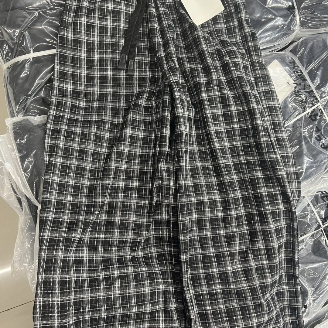 FE买手店春秋款慵懒风松弛感经典格子女裤松紧腰百搭(FE209)