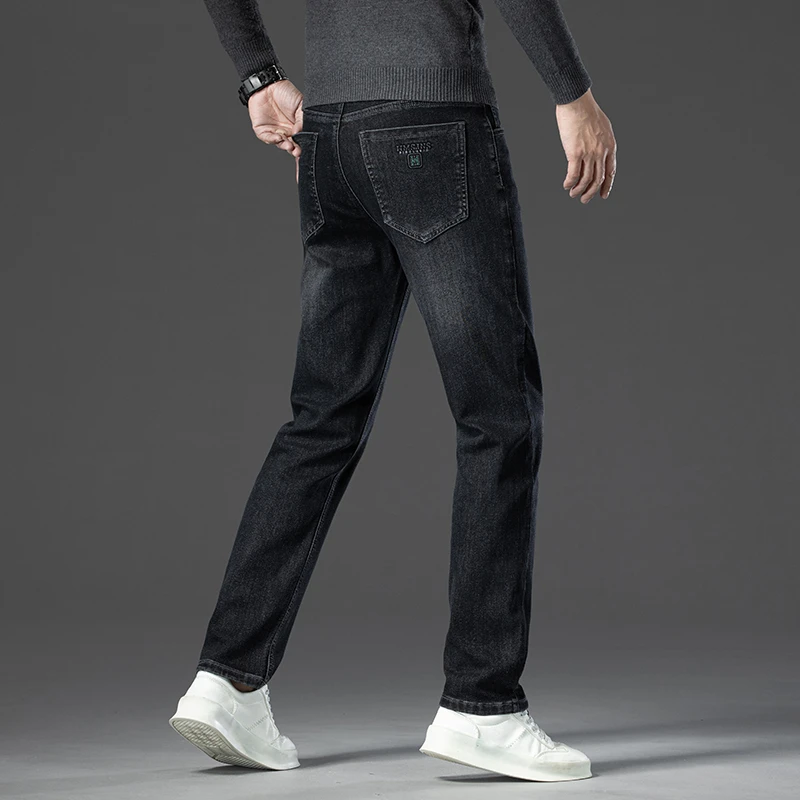 男士牛仔裤冬季休闲商务百搭弹力中老年男款宽松直筒牛仔裤男