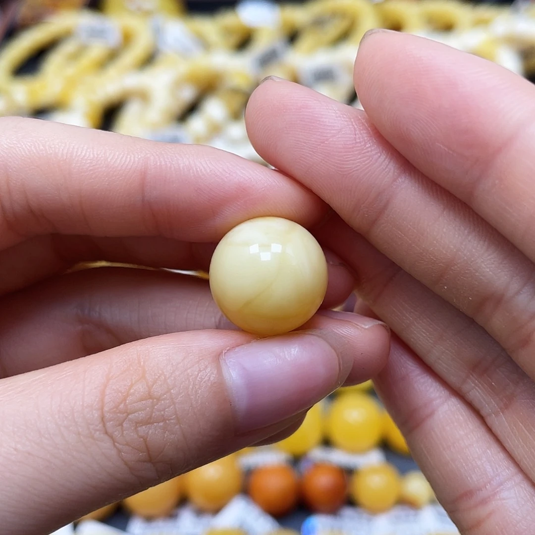 未镶嵌蜜蜡裸石圆珠15.2mm花粉