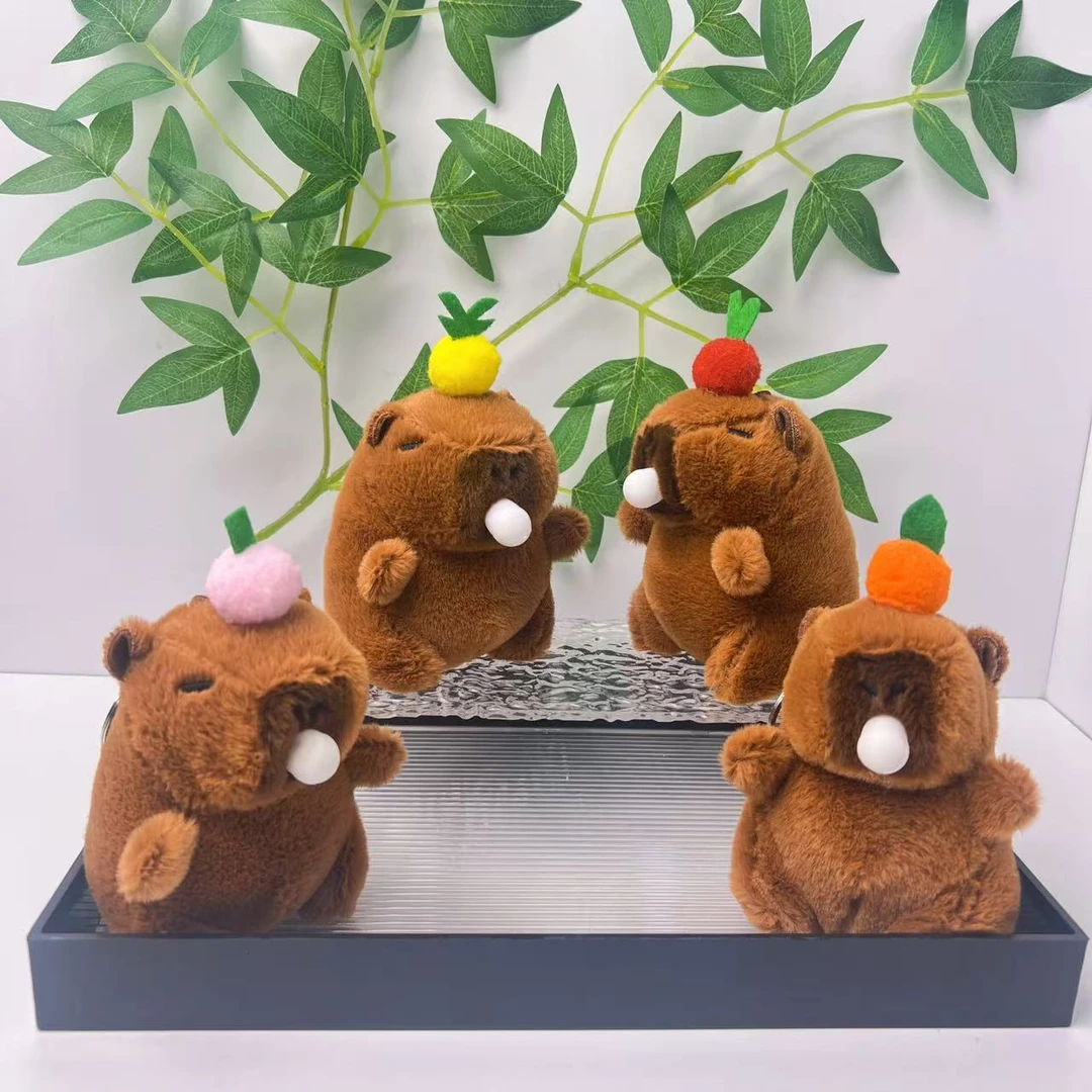 吹泡泡卡皮巴拉毛绒玩具水豚娃娃公仔毛绒挂件网红钥匙扣玩偶批发