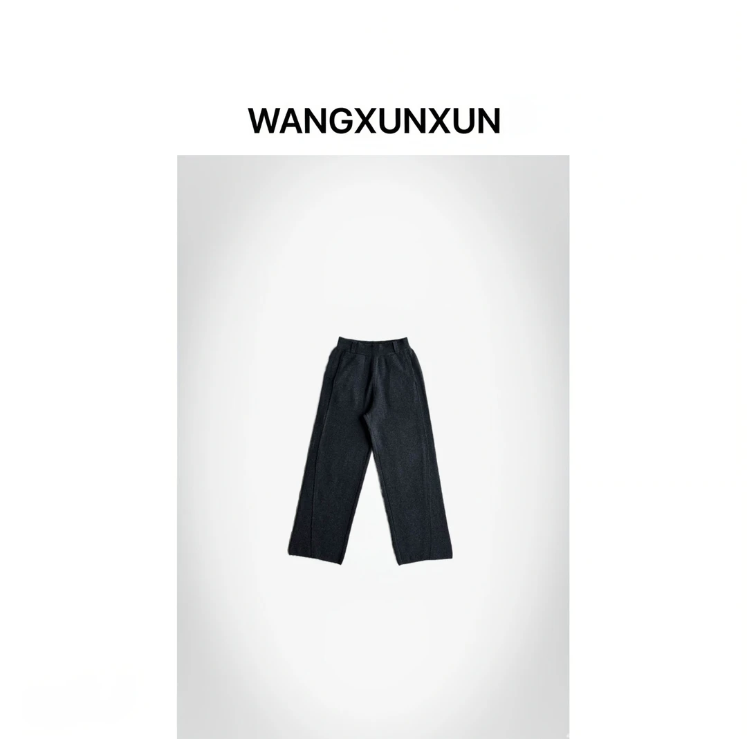 【WANGXUNXUN】慵懒风品质感宽松休闲百搭羊毛长裤