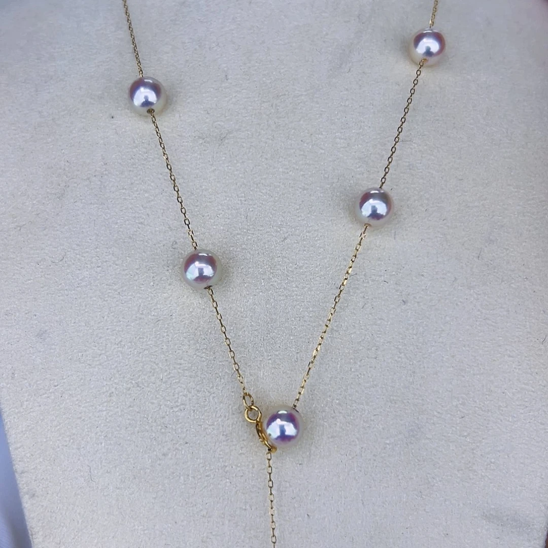 海水珍珠海水akoya设计满天星6-7mm18K金镶嵌