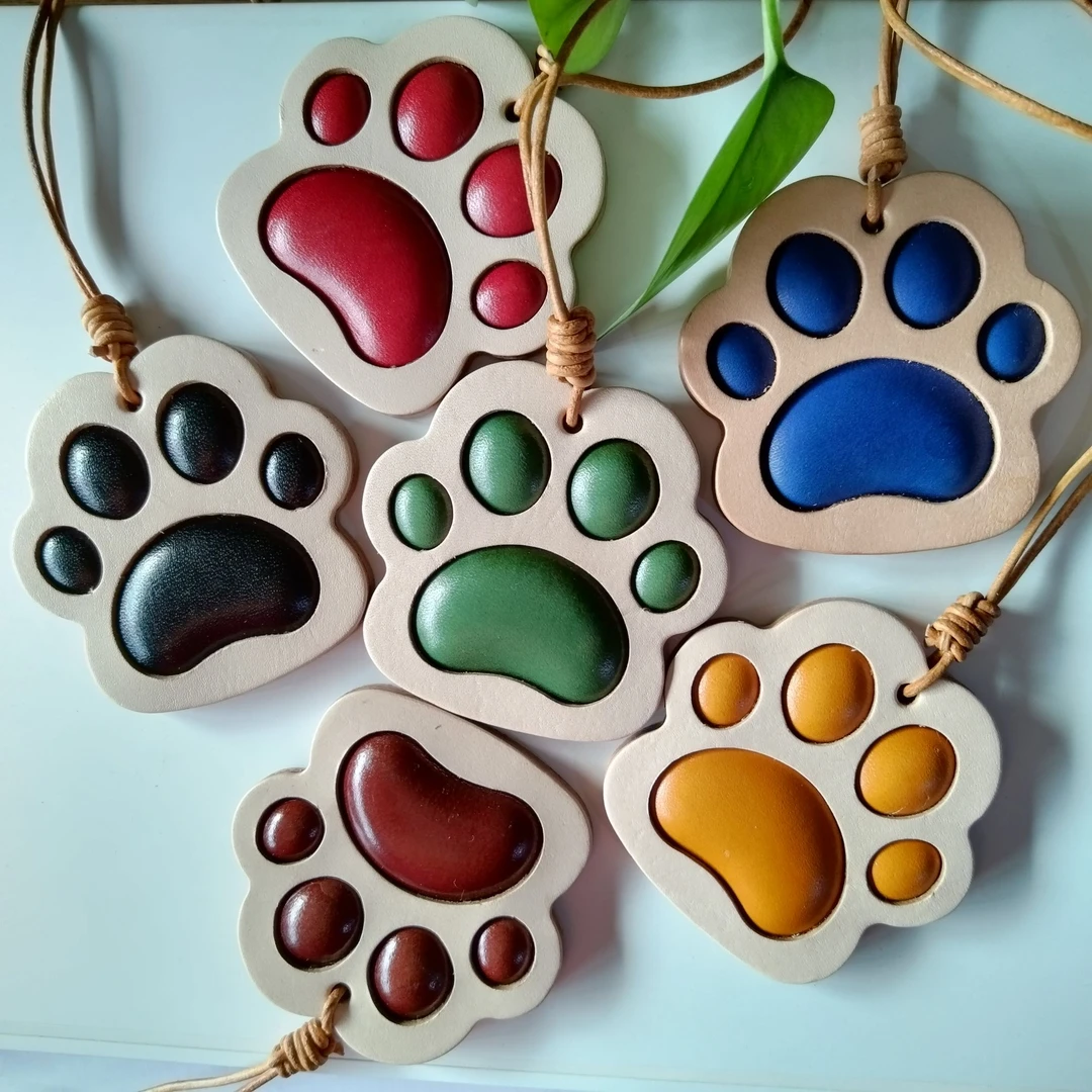 纯手工头层牛皮猫爪钥匙扣真皮汽车挂饰包包挂件精致可爱创意礼物