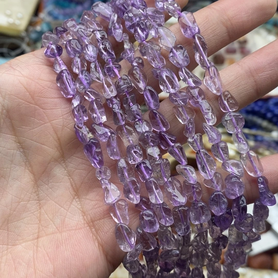 玛瑙/玉髓未镶嵌珠宝半成品一条天然巴西紫晶原石随行6mm