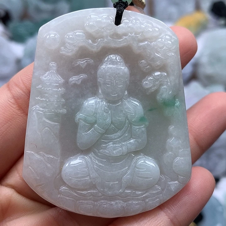 翡翠未镶嵌颈饰阿尼陀佛卡厚8