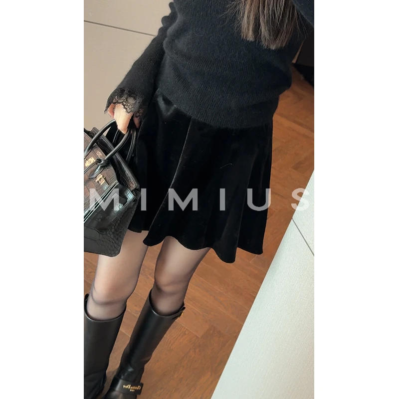 【mimius】U 清冷简约百搭千金感丝绒裙裤 G10067