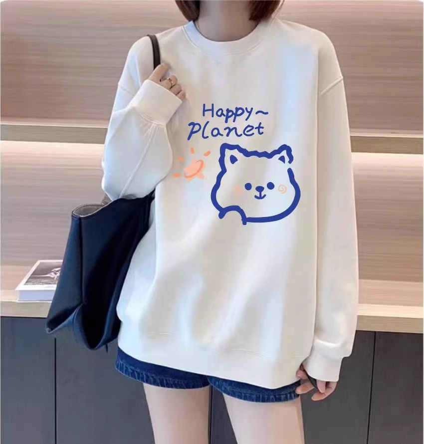 【HP猫卫衣】秋冬季休闲百搭时尚潮流华棉圆领卫衣清新印花款