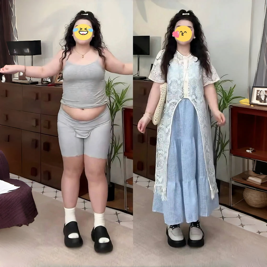 大码胖mm设计感法式甜美小清新镂空长款蕾丝罩衫+吊带裙两件套装