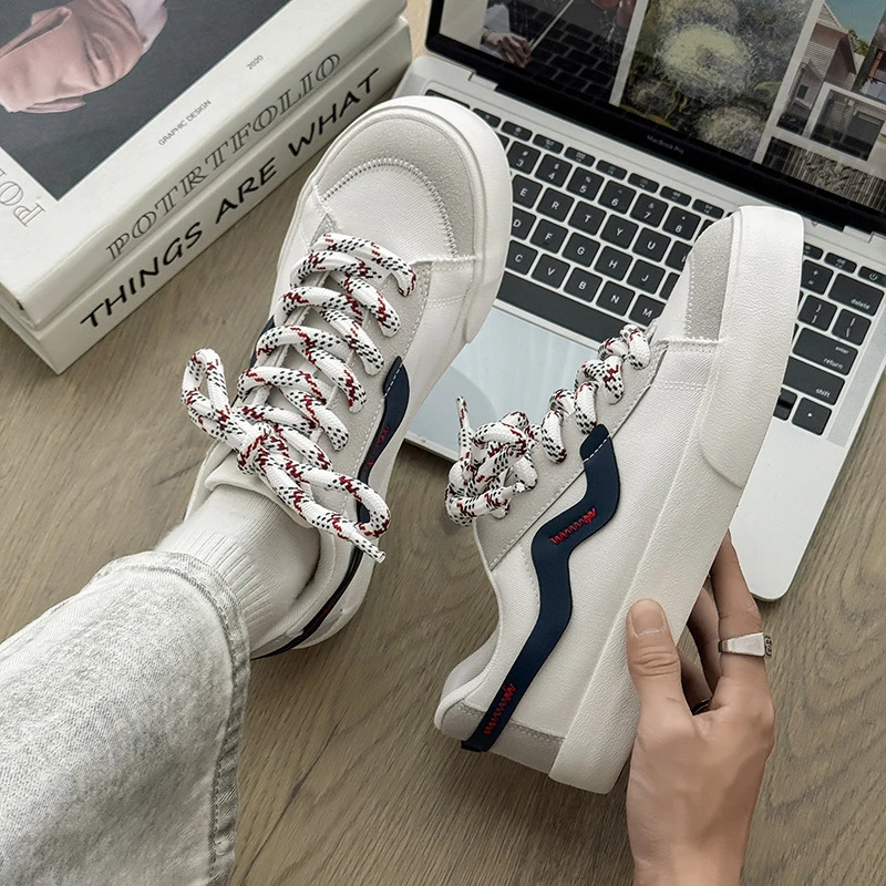 车缝线风潮运动百搭搭油软底帆布鞋透气鞋低帮休闲-HTA-4奶男士新