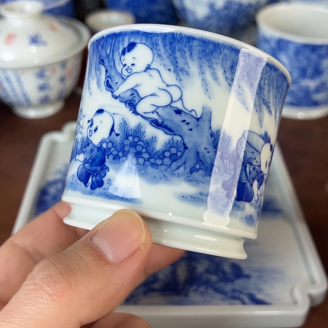 流***猫瓷片景德镇全手工手绘陶瓷