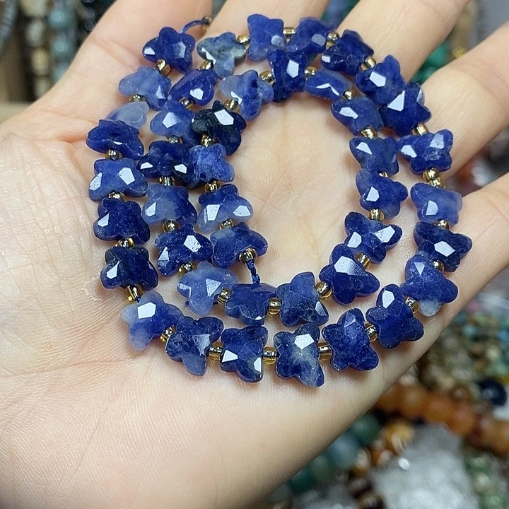 玛瑙/玉髓未镶嵌珠宝半成品天然蓝纹切面蝴蝶卡10mm