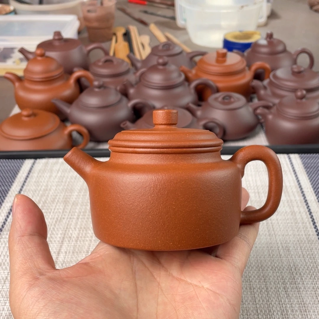 紫砂茶壶半手工红降坡德钟壶190cc