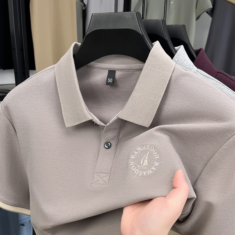 夏季男士翻领 纯棉刺绣薄POLO衫短袖T恤休闲上衣透气宽松半袖体恤