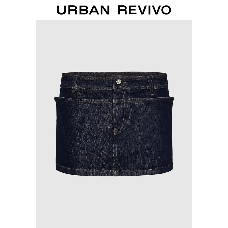 【明星同款】UR2025秋季新款女装复古牛仔半裙UWA850010
