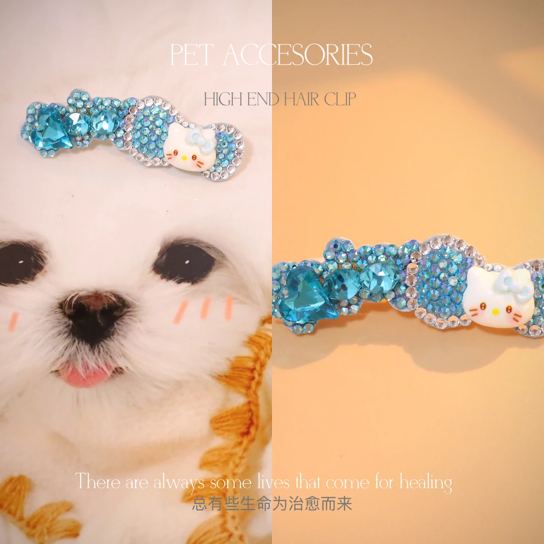 kt系列宠物发夹狗狗发卡可爱卡通宠物满钻顶夹D726