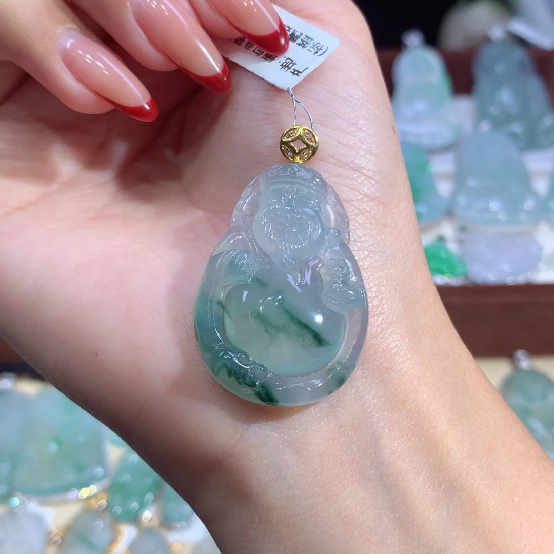吊坠(不含链)18K金镶嵌翡翠