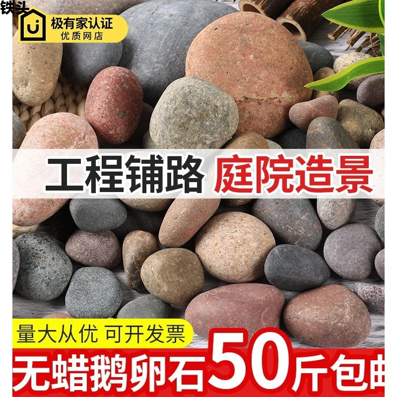 50斤大鹅卵石原石铺地铺路庭院彩色鱼缸装饰石子天然鹅软暖石