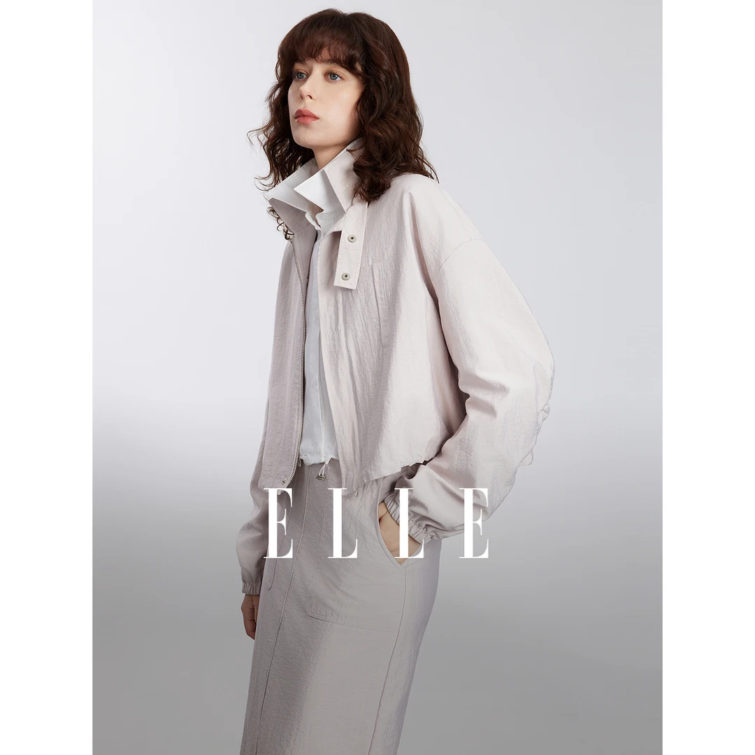 【王雪糕专属】ELLE法式户外宽松休闲立领短外套2025春新款ED50624