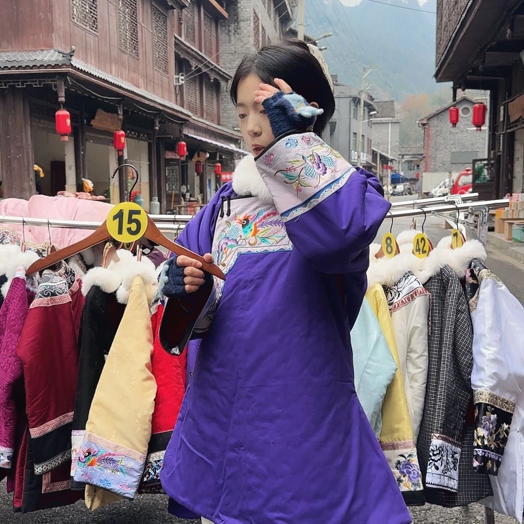 湘西苗族刺绣加厚紫色158 102斤