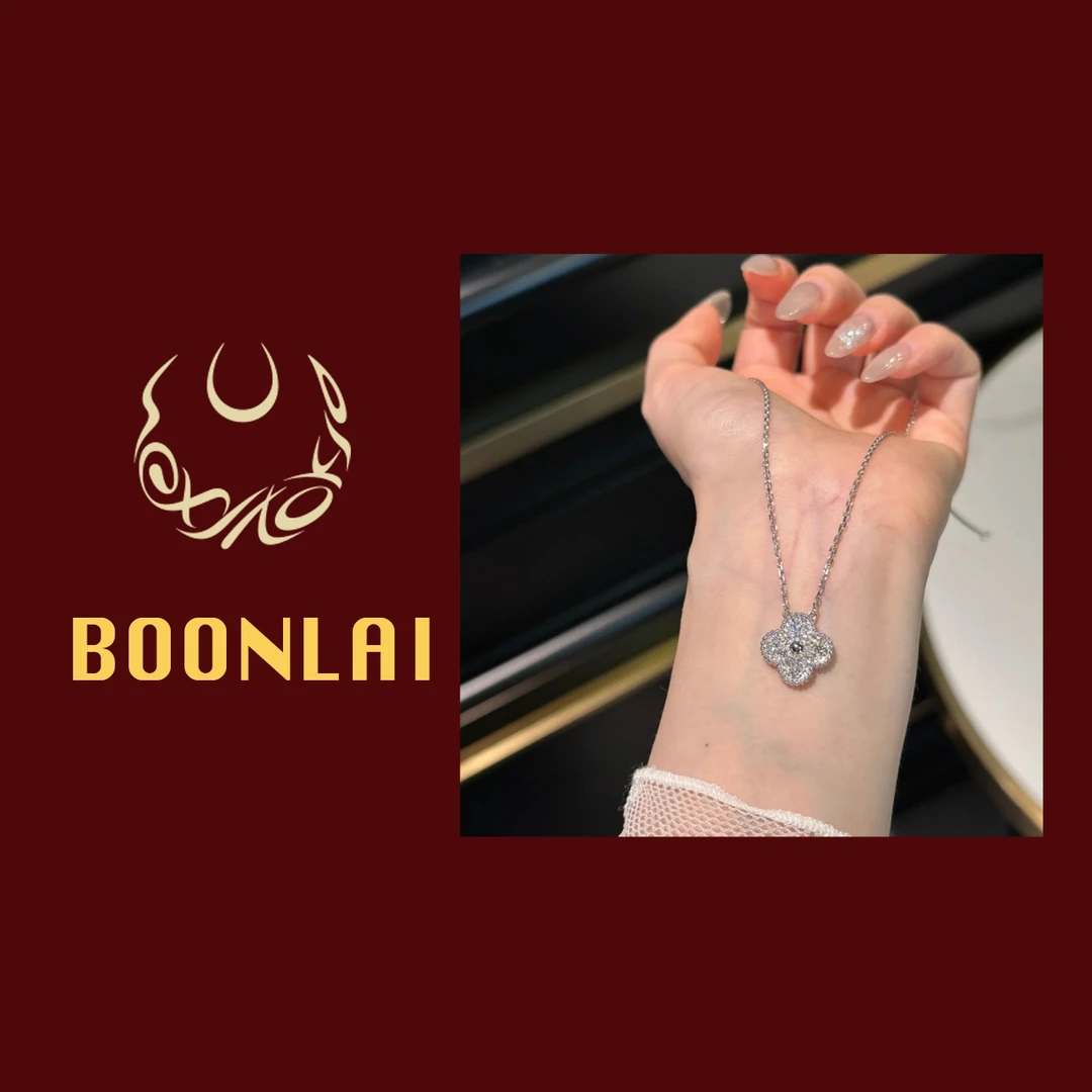 铜合金莫桑石项链 Boonlai  镶钻草草简约项链3142