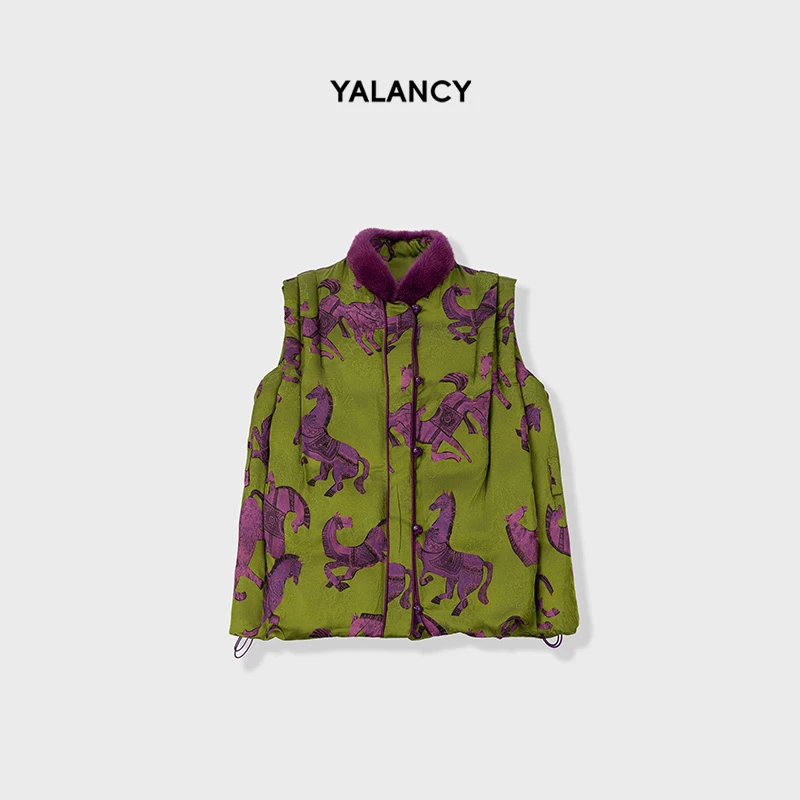 2025冬季90白鹅绒女士羽绒马夹水貂毛立领百搭新中式上衣M22-9581