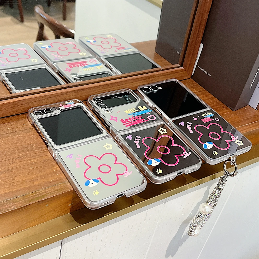 镜子花朵适用三星zflip7手机壳zflip5/6折叠屏zflip4女款3保护套