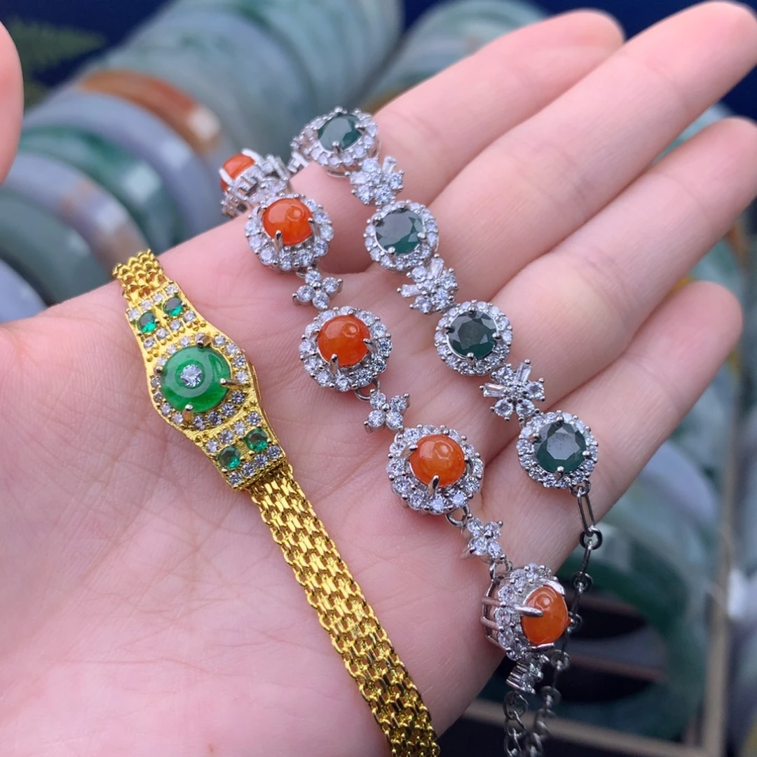 翡翠未镶嵌手链多样性发货发一件