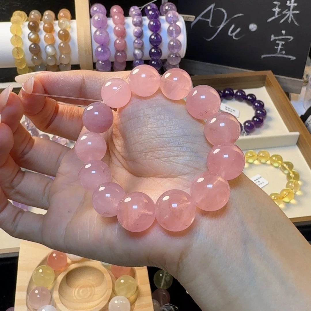 水晶未镶嵌手串马粉默认微瑕