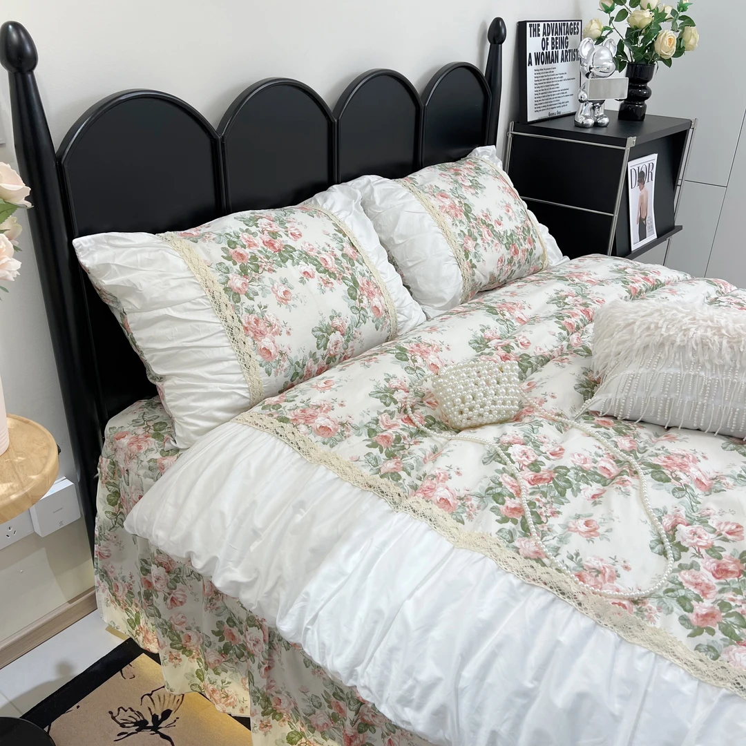 伊伊推荐【芸芸花香】法式浪漫全棉印花床裙款四件套