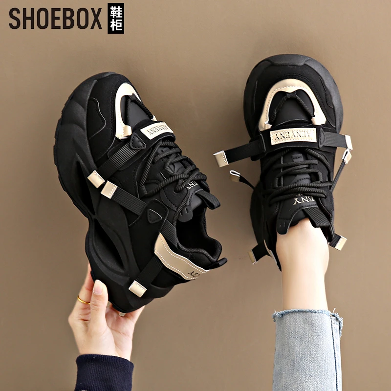 SHOEBOX/鞋柜老爹鞋女款2025春季新款运动鞋休闲时尚百搭厚底鞋