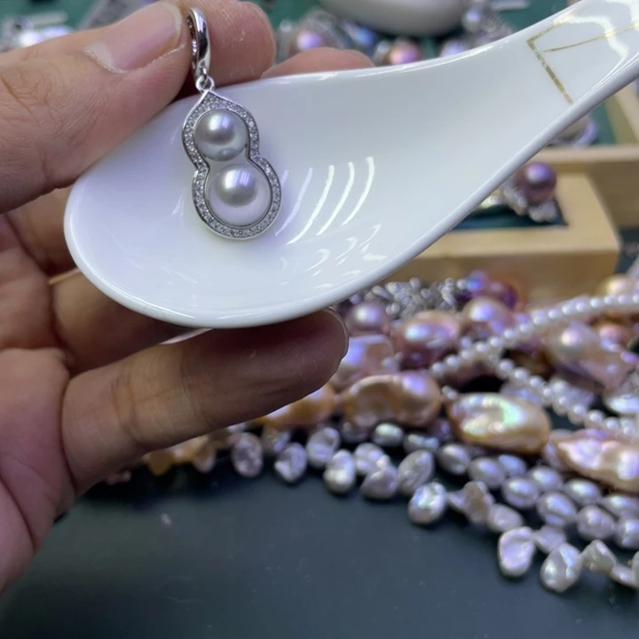 淡水珍珠吊坠(不含链)合金甜*亮