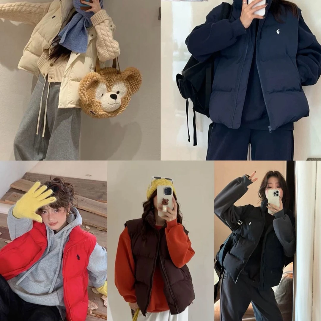 001 韩系刺绣百搭棉服马甲女冬季新款ins叠穿坎肩立领马甲