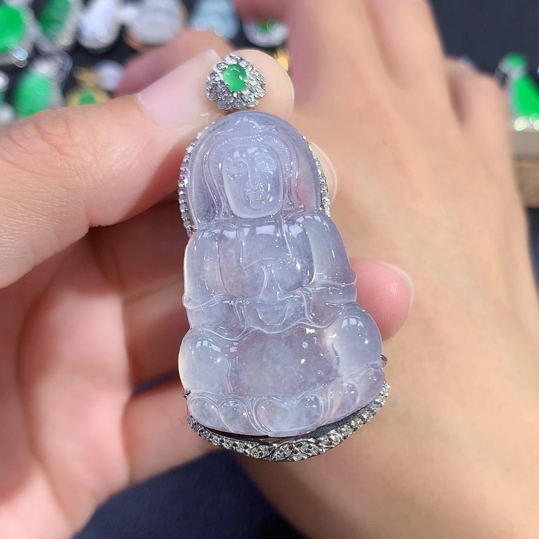 翡翠18K金镶嵌吊坠(赠链)